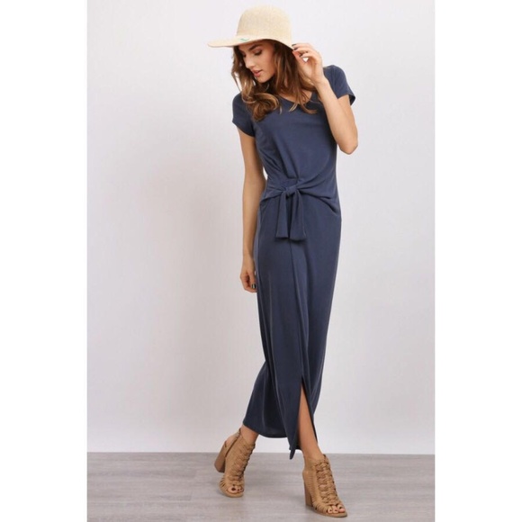 Dresses & Skirts - Navy Blue Side Knot Modal Maxi Dress